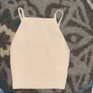 Women's Cream Ribbed Tank Top